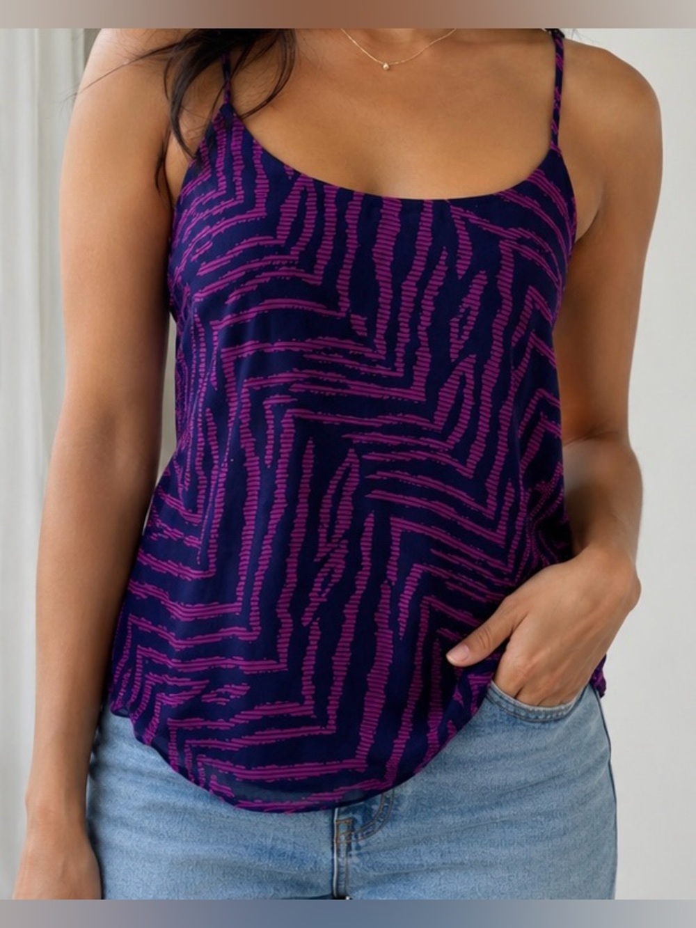 Purple Zebra-Print Spaghetti Strap Women's Tank Top